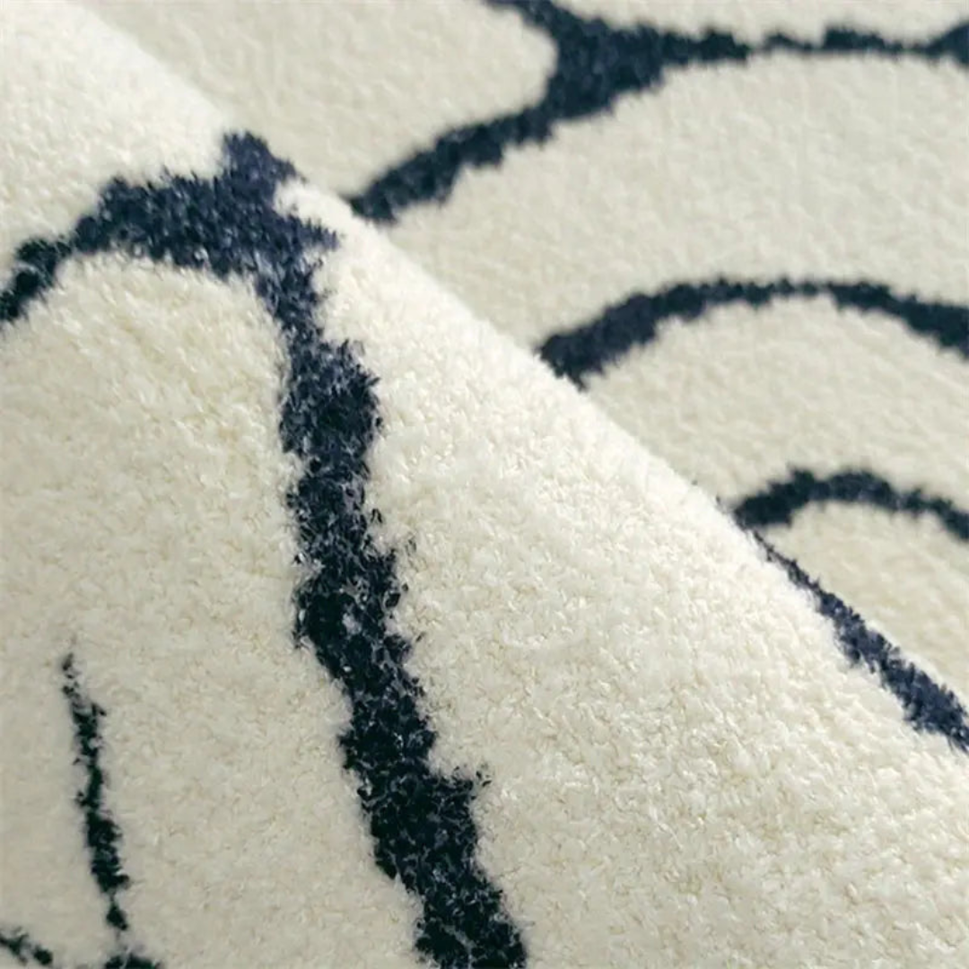 Rug Black and White Washable 60x90cm or 80x120cm Non Slip Backing