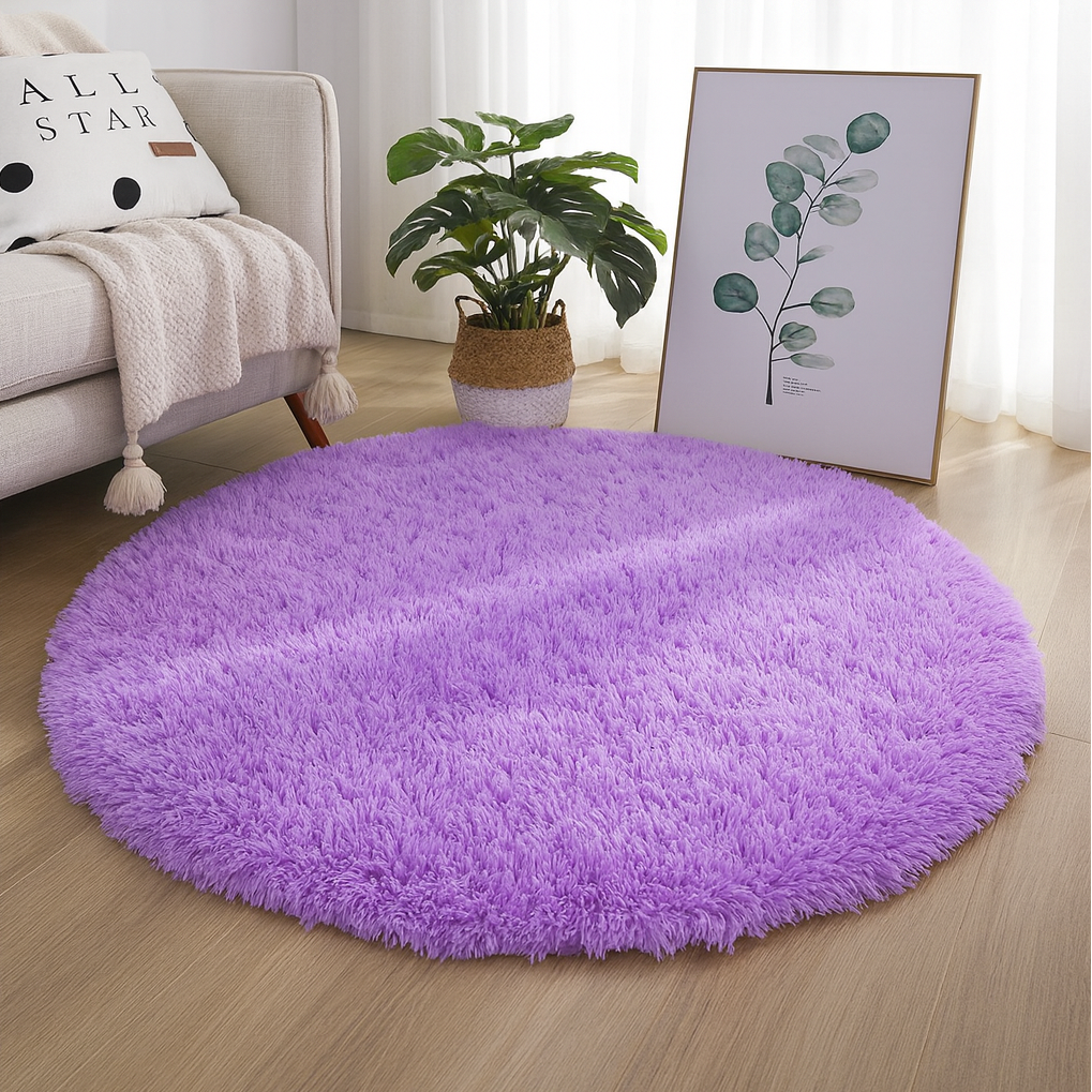 Round Floor Rug Silk Wool Blend Neutral Tones Textured Surface Multiple Sizes