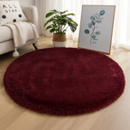 Round Floor Rug Silk Wool Blend Neutral Tones Textured Surface Multiple Sizes