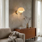 Ruhi Glass Orb Curved-Arm Wall Lamp