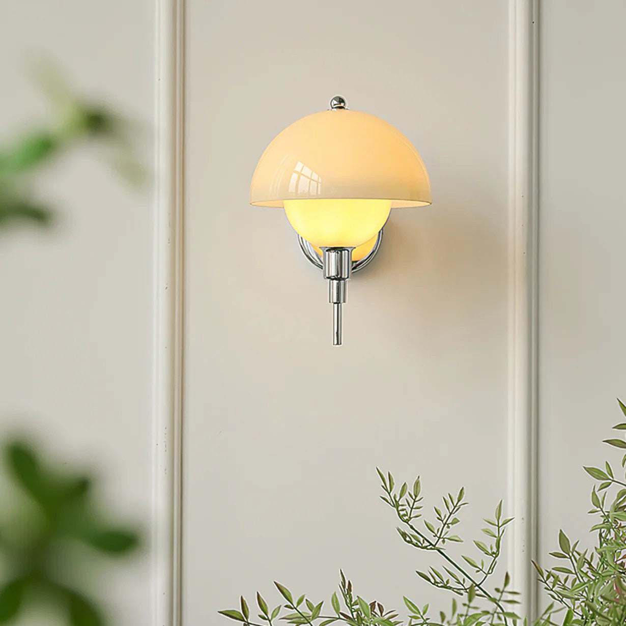 Ruhi Glass Orb Curved-Arm Wall Lamp