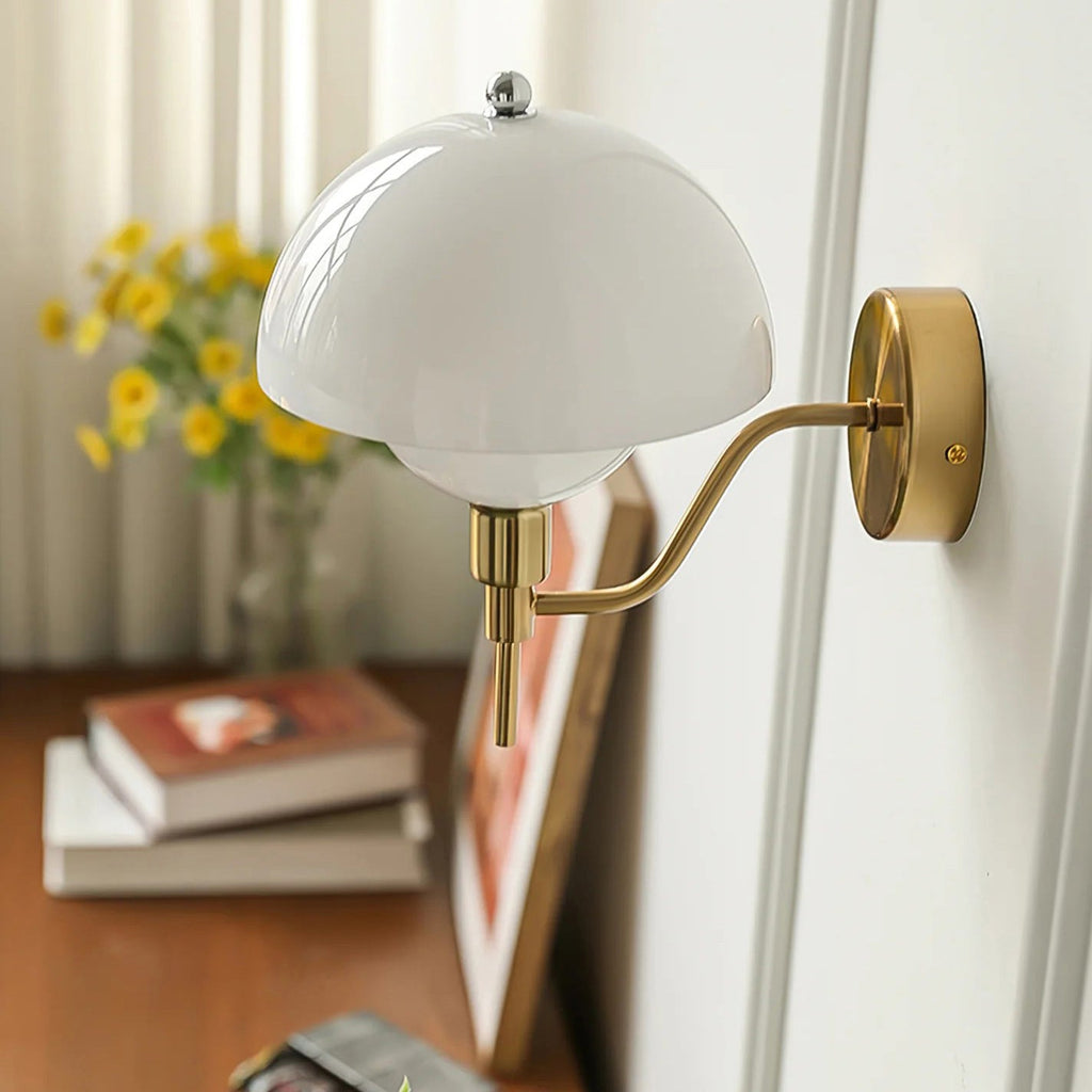 Ruhi Glass Orb Curved-Arm Wall Lamp