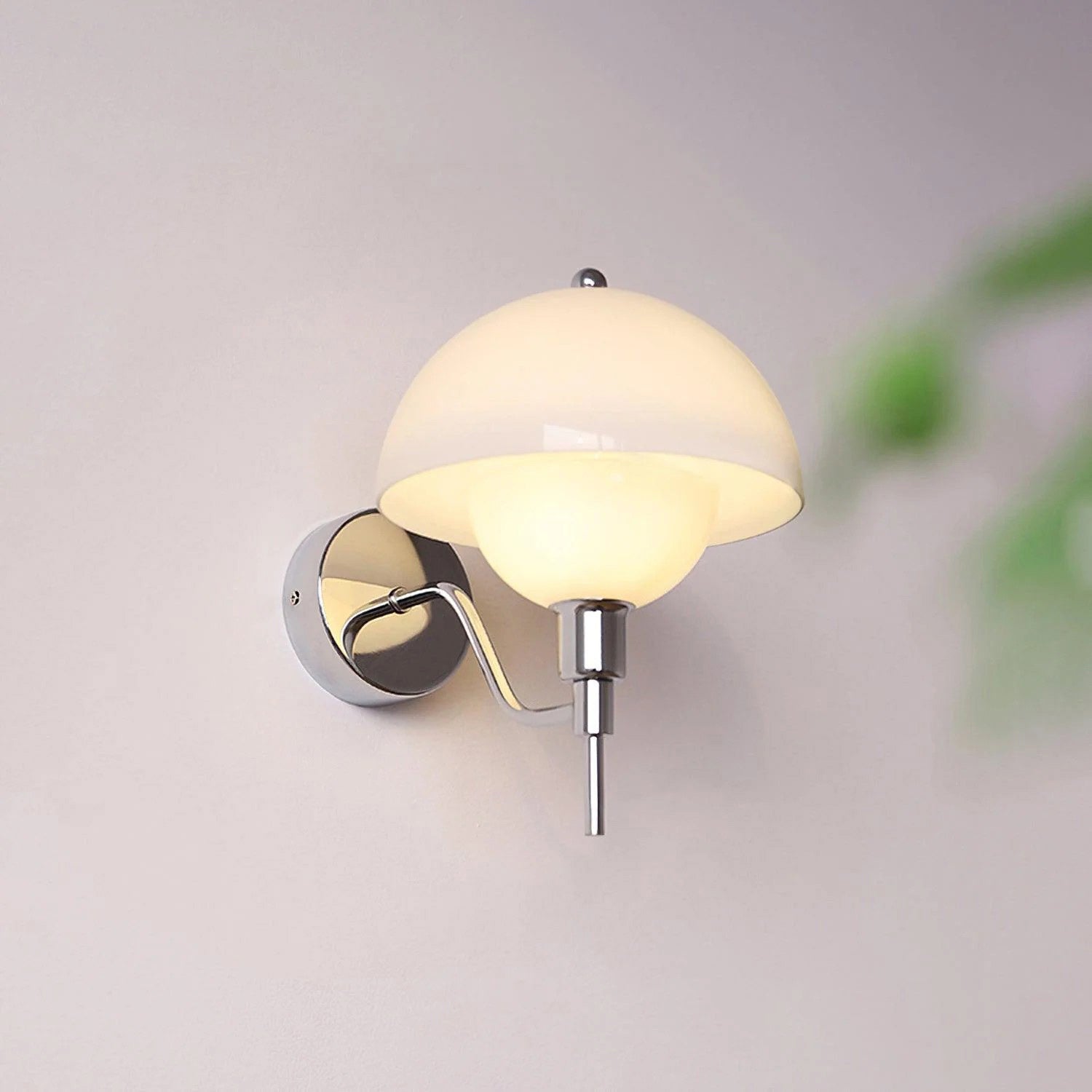 Ruhi Glass Orb Curved-Arm Wall Lamp