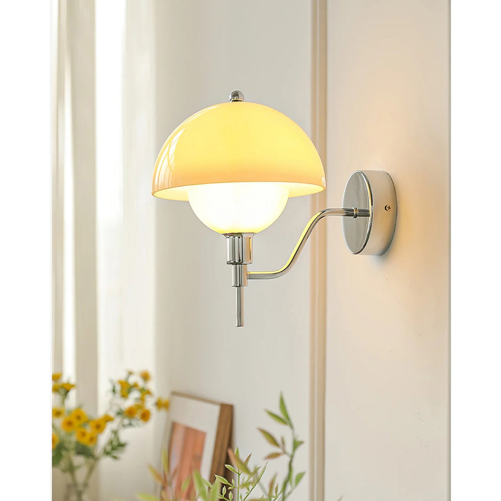 Ruhi Glass Orb Curved-Arm Wall Lamp