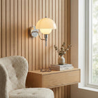 Ruhi Glass Orb Curved-Arm Wall Lamp