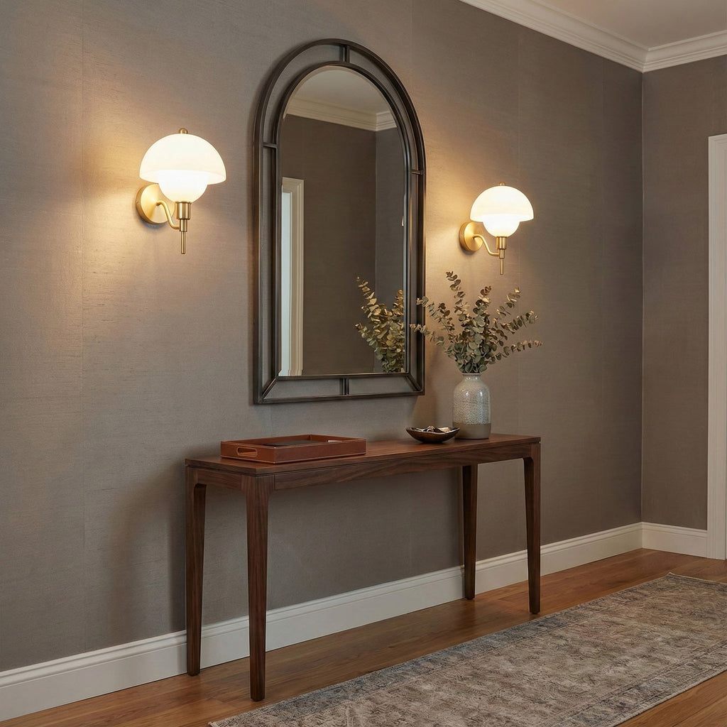 Ruhi Glass Orb Curved-Arm Wall Lamp