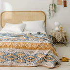 RuhigerBoho: Cozy Cotton Blanket with Geometric Jacquard & Boho Look – for Couch & Bed