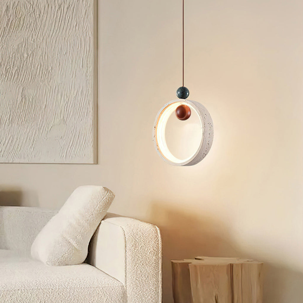 Runde Travertine Stone Pendant Light