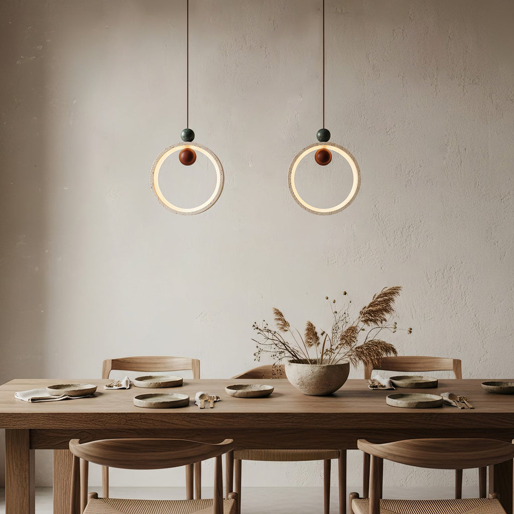 Runde Travertine Stone Pendant Light