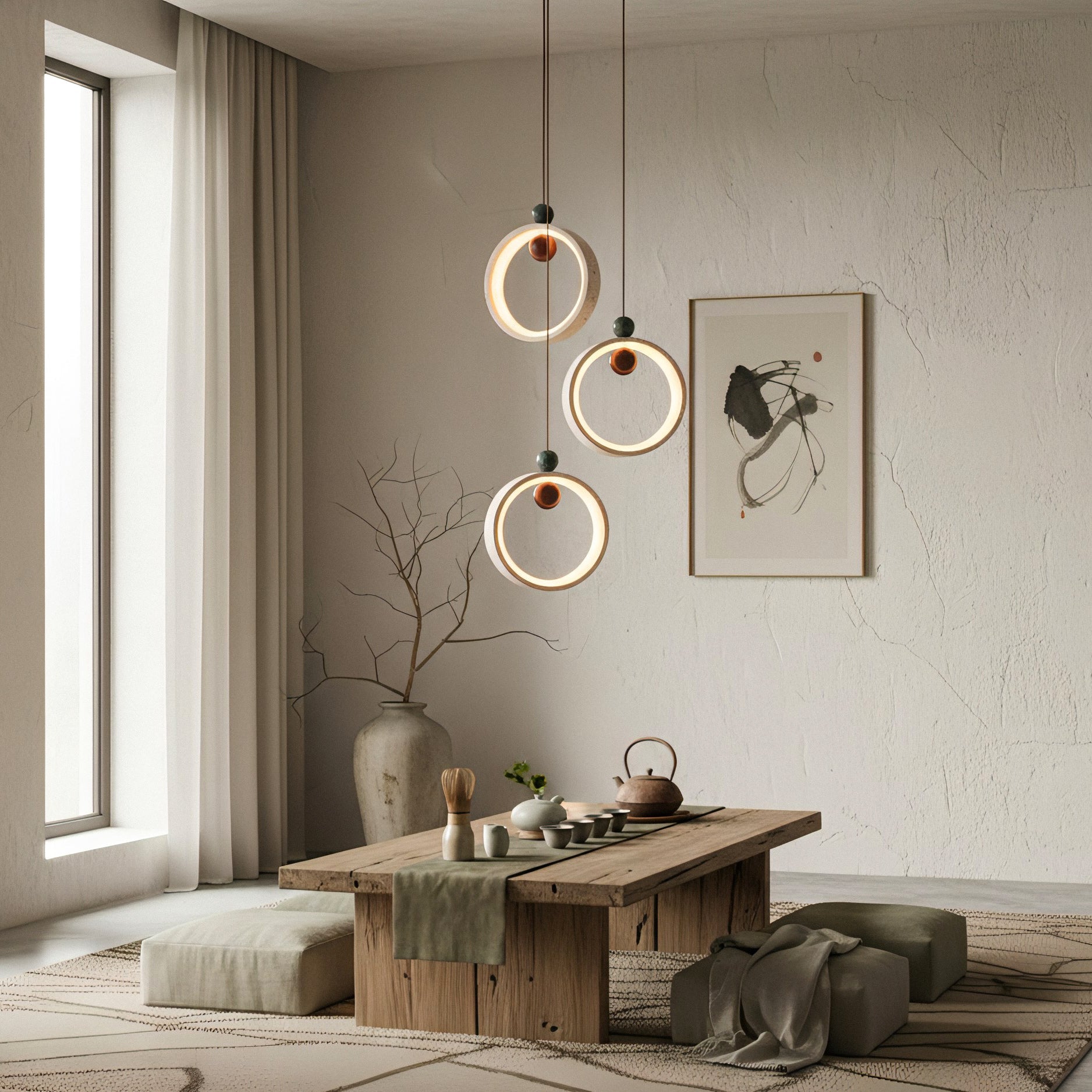 Runde Travertine Stone Pendant Light