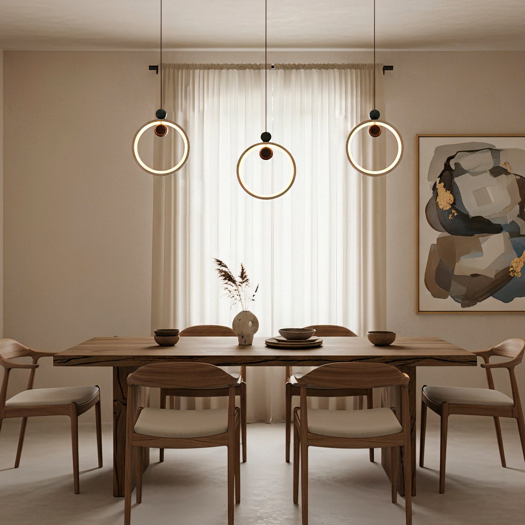 Runde Travertine Stone Pendant Light
