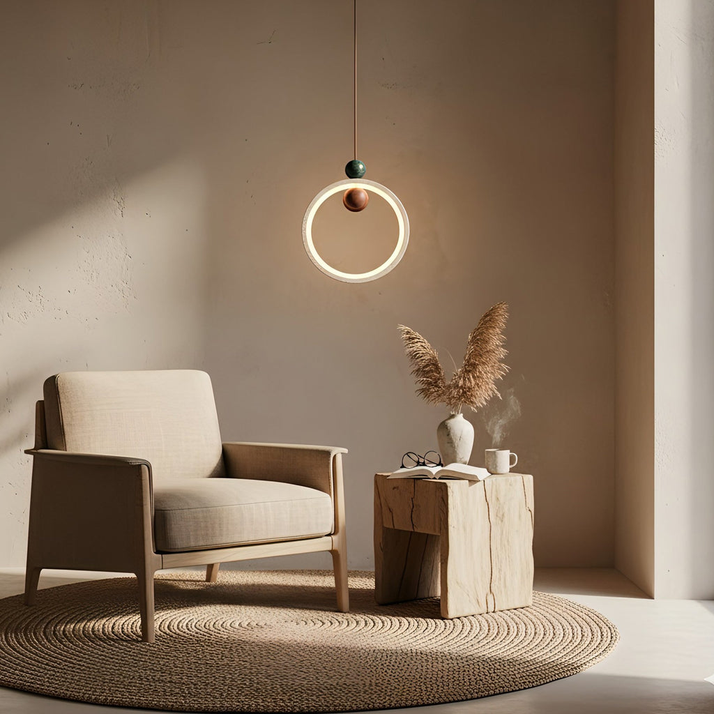 Runde Travertine Stone Pendant Light