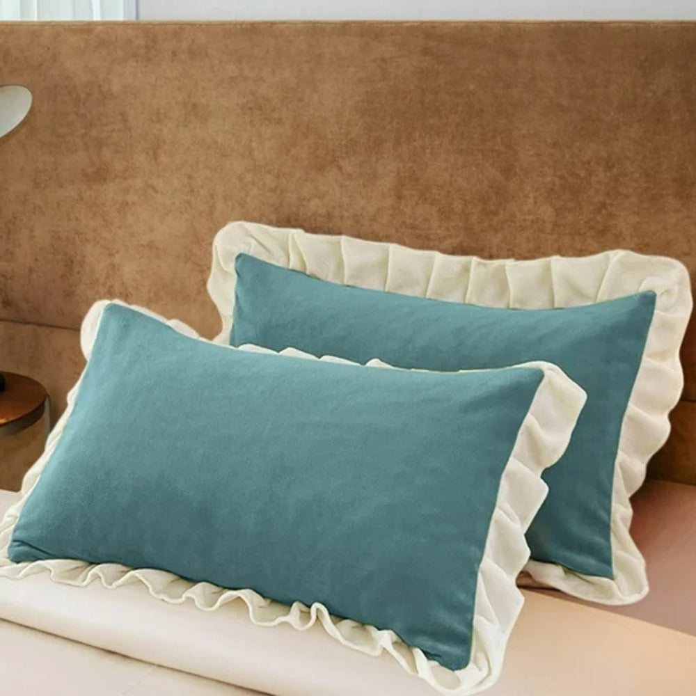 Ruffled Blossom: Pillowcase in Pastel – Romantic & Comfortable for Bedroom & Guest Room (1 Piece)