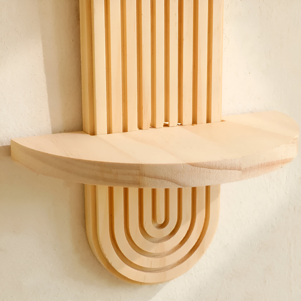 Valerio – Geometric Wooden Wall Shelf 35cm