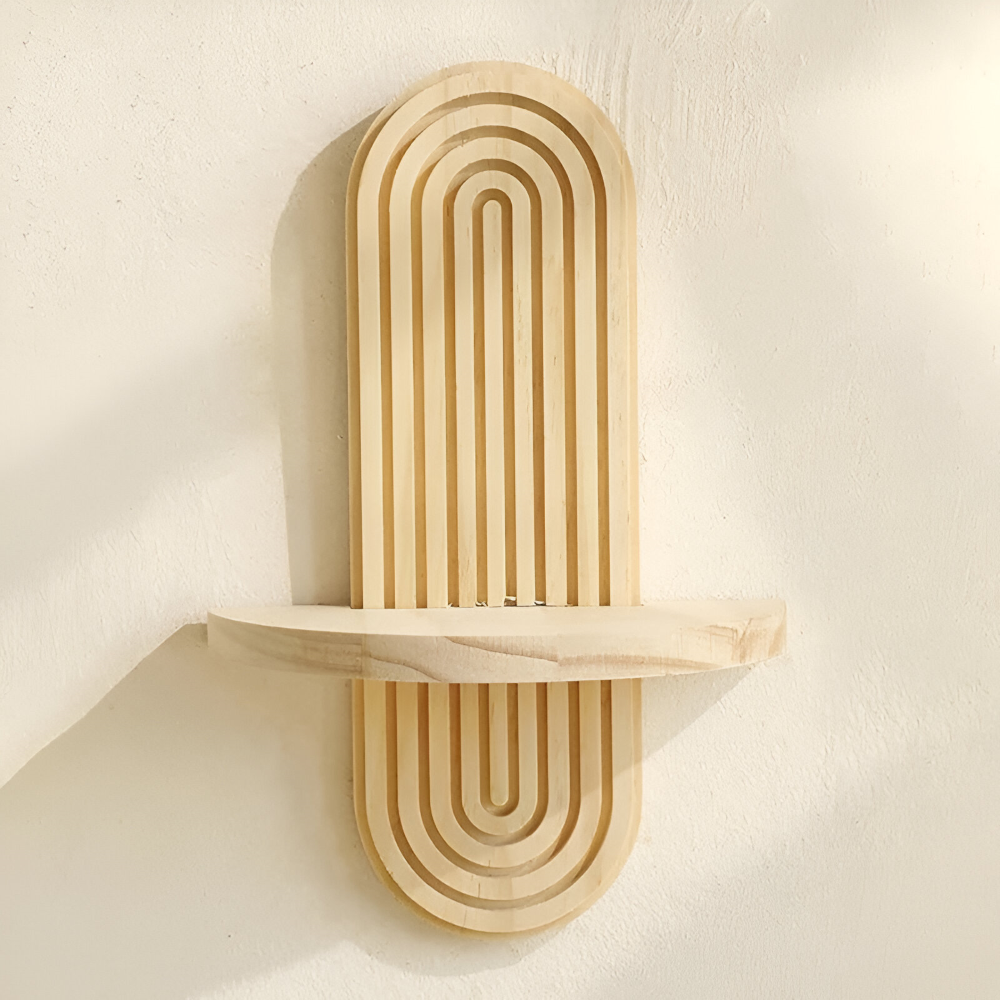 Valerio – Geometric Wooden Wall Shelf 35cm