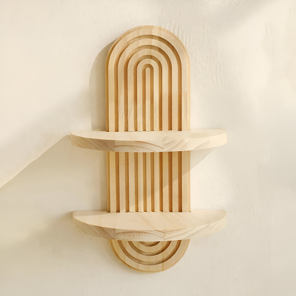 Valerio – Geometric Wooden Wall Shelf 35cm