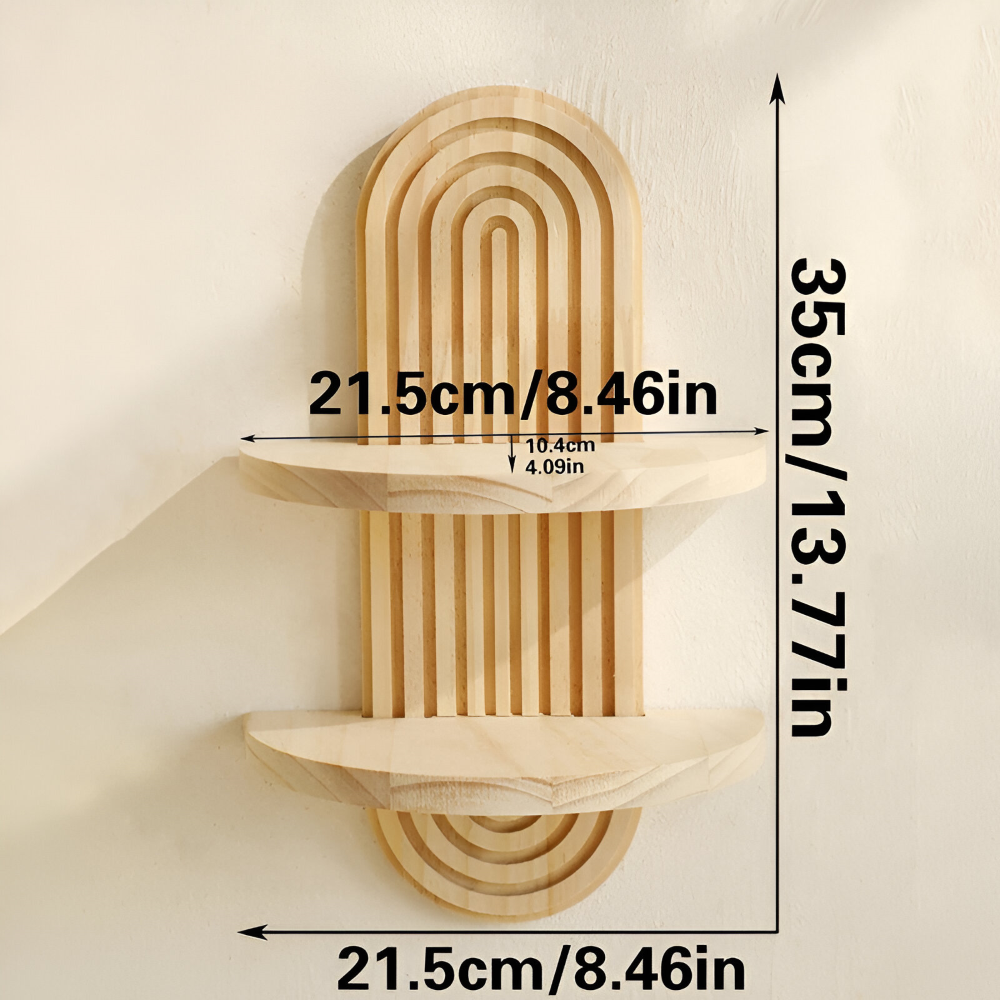 Valerio – Geometric Wooden Wall Shelf 35cm