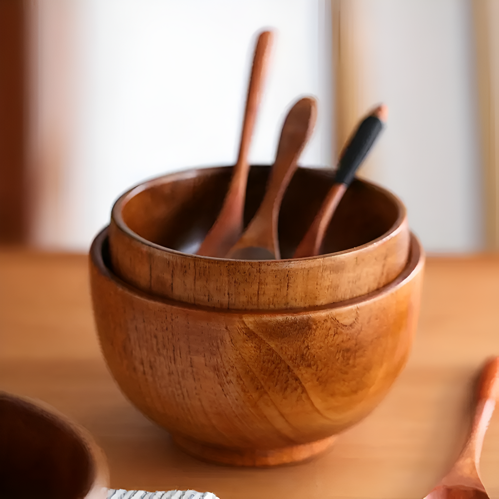 Jujube Wood Serving Bowl, Natural Jujube Wood, Wood Grain Finish, 3 Size Options