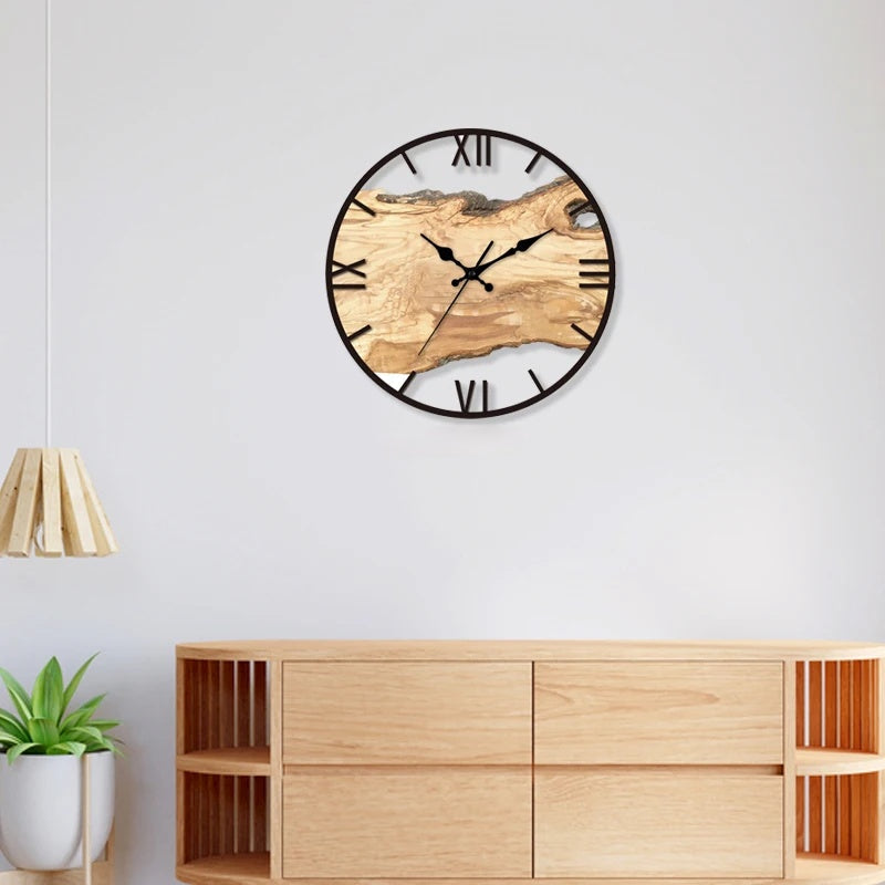 Analog Wall Clock Round Acrylic Battery Operated Roman Numeral Display