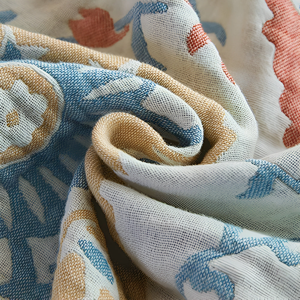 RusticaWebstuhl: Decorative Cotton Blanket with Floral Design & Rustic Charm – for Bedroom & Living Room