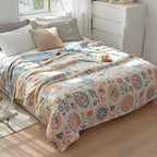 RusticaWebstuhl: Decorative Cotton Blanket with Floral Design & Rustic Charm – for Bedroom & Living Room