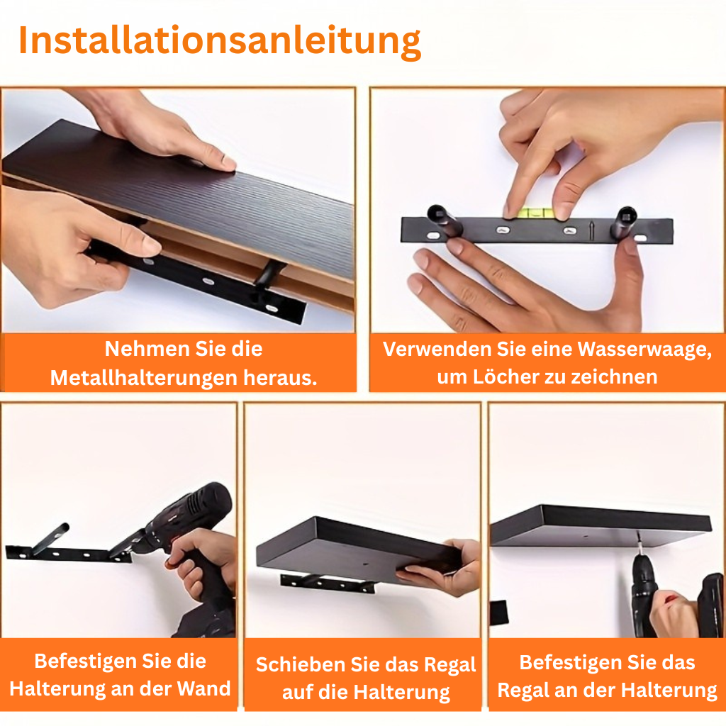 RusticLine: Classic Wall Shelves – Stable, Low-Maintenance & Space-Saving with Concealed Brackets for Living Spaces