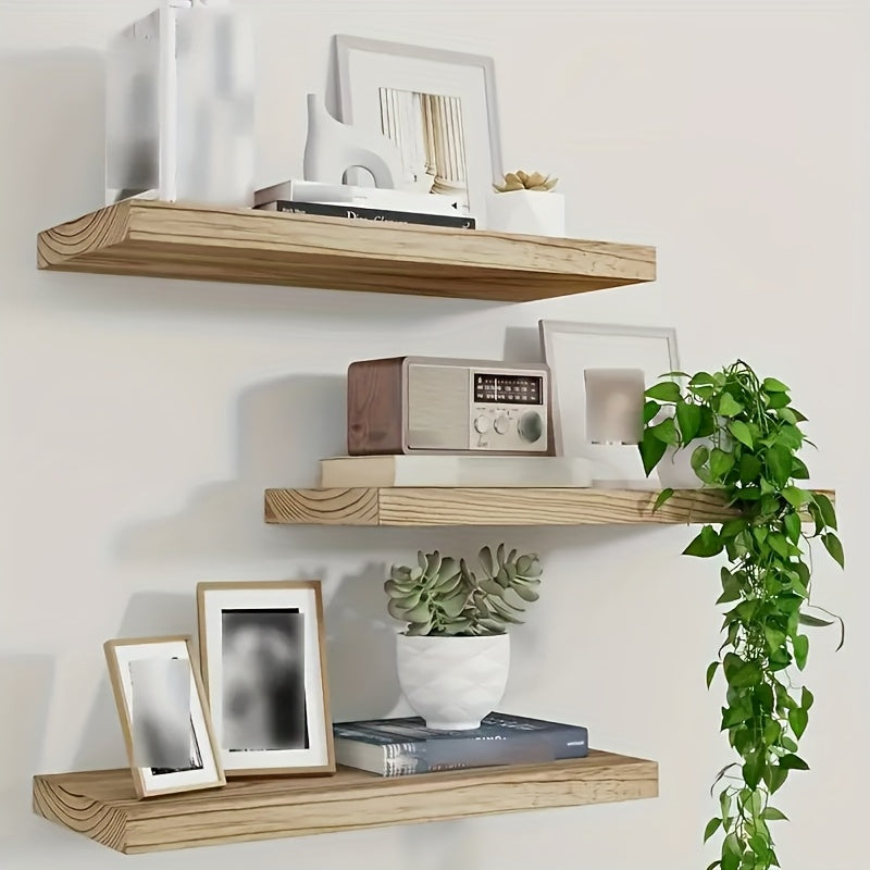 RusticLine: Classic Wall Shelves – Stable, Low-Maintenance & Space-Saving with Concealed Brackets for Living Spaces
