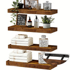 RusticLine: Classic Wall Shelves – Stable, Low-Maintenance & Space-Saving with Concealed Brackets for Living Spaces