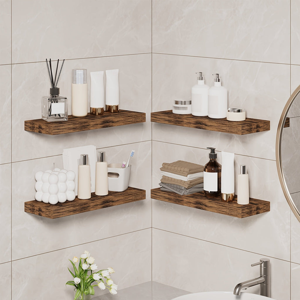 RusticStorage: Floating Wall Shelves – Stable, Decorative & Space-Saving with Invisible Brackets for Living Room & Kitchen