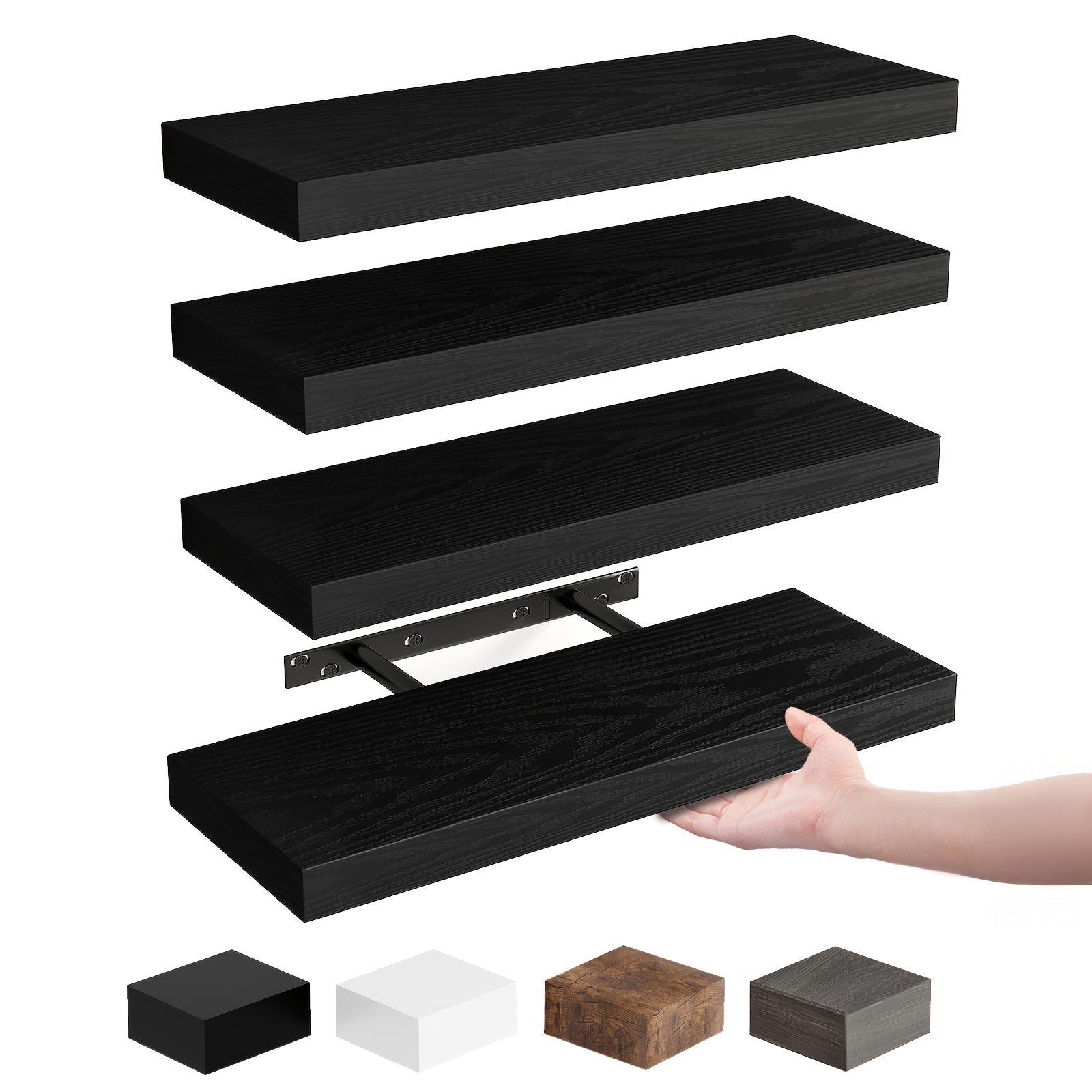 RusticStorage: Floating Wall Shelves – Stable, Decorative & Space-Saving with Invisible Brackets for Living Room & Kitchen