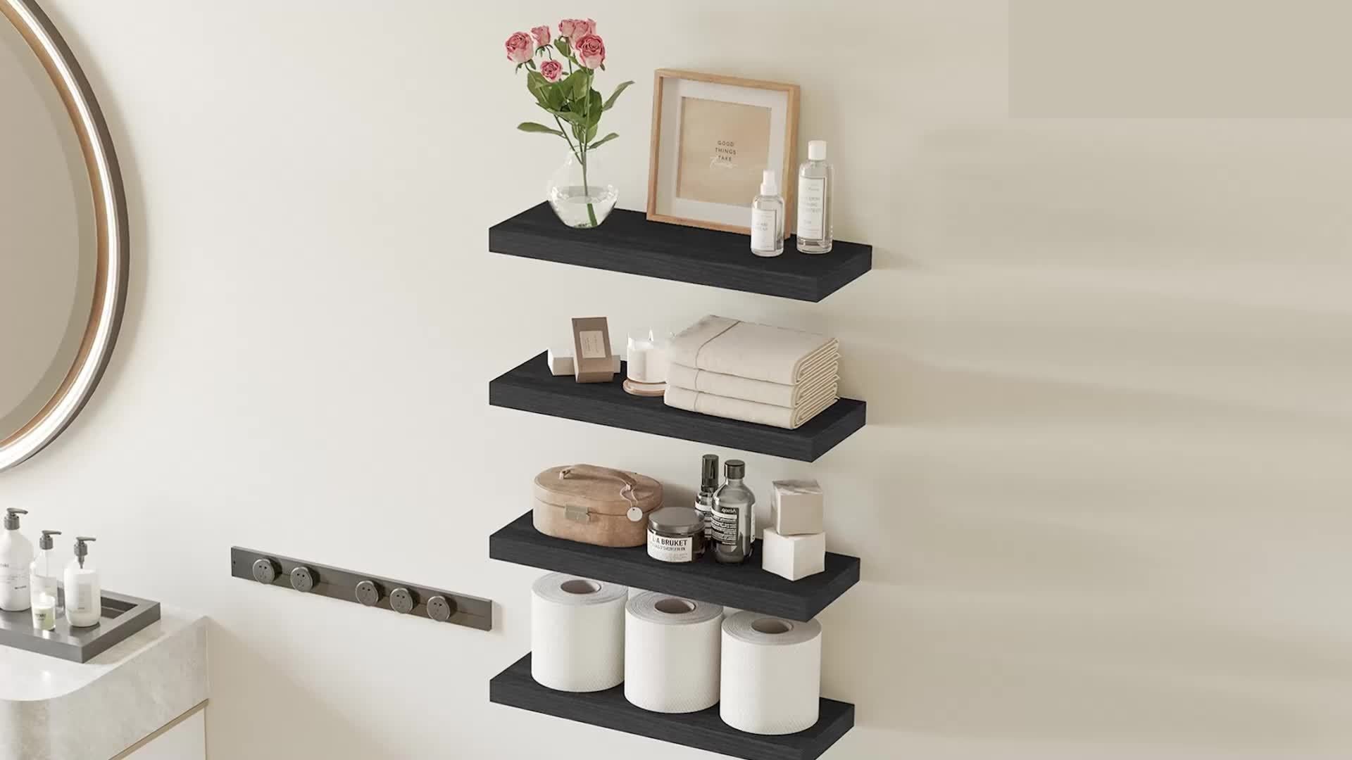 RusticStorage: Floating Wall Shelves – Stable, Decorative & Space-Saving with Invisible Brackets for Living Room & Kitchen