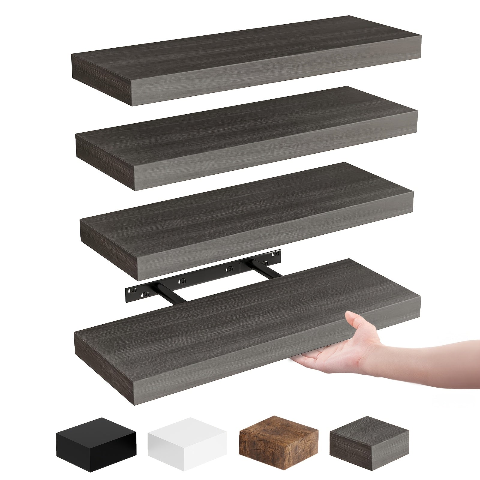 RusticStorage: Floating Wall Shelves – Stable, Decorative & Space-Saving with Invisible Brackets for Living Room & Kitchen
