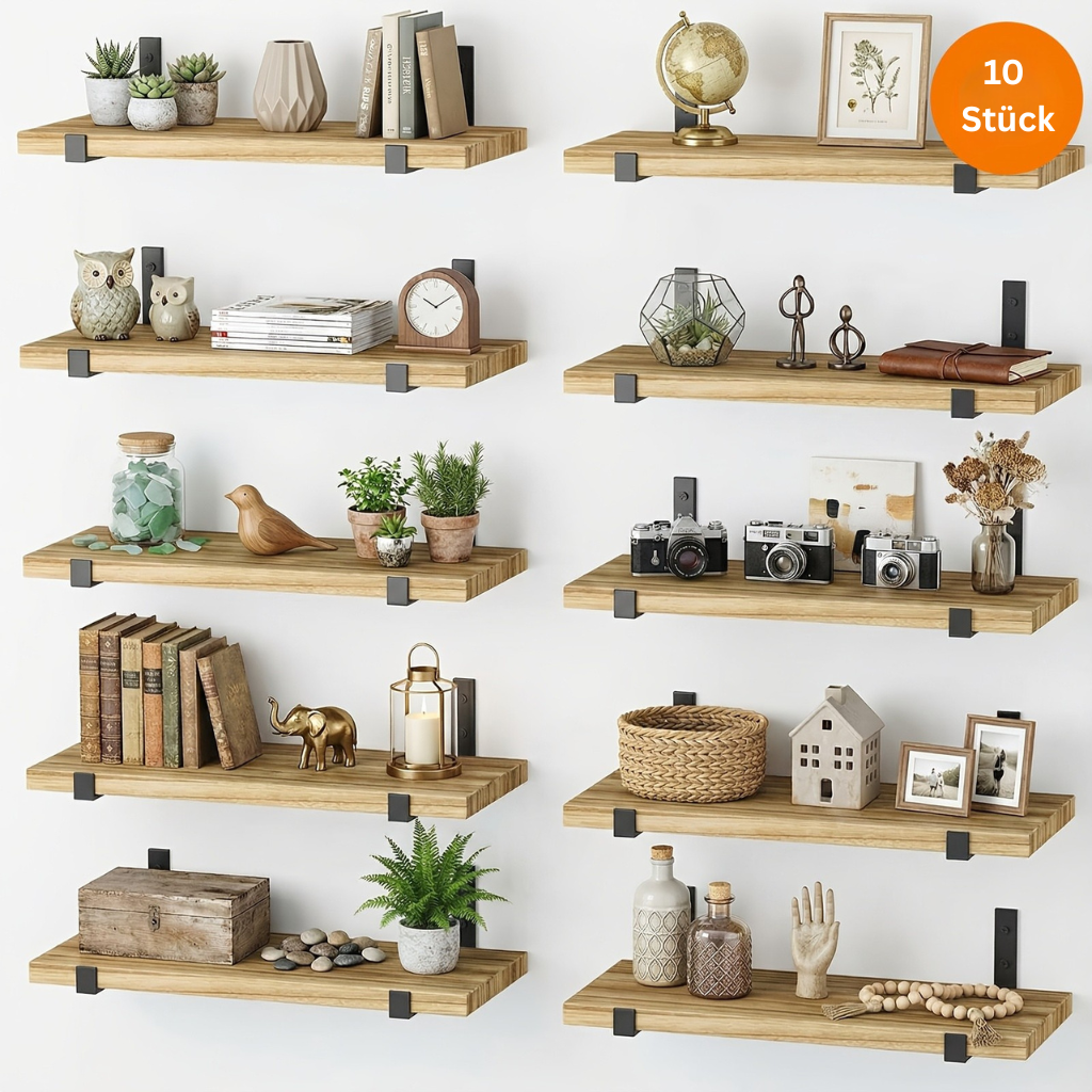 RustikTrend: Decorative Wall Shelves – Robust, Low-Maintenance & Floating with Wood Finish for Hallways & Living Spaces