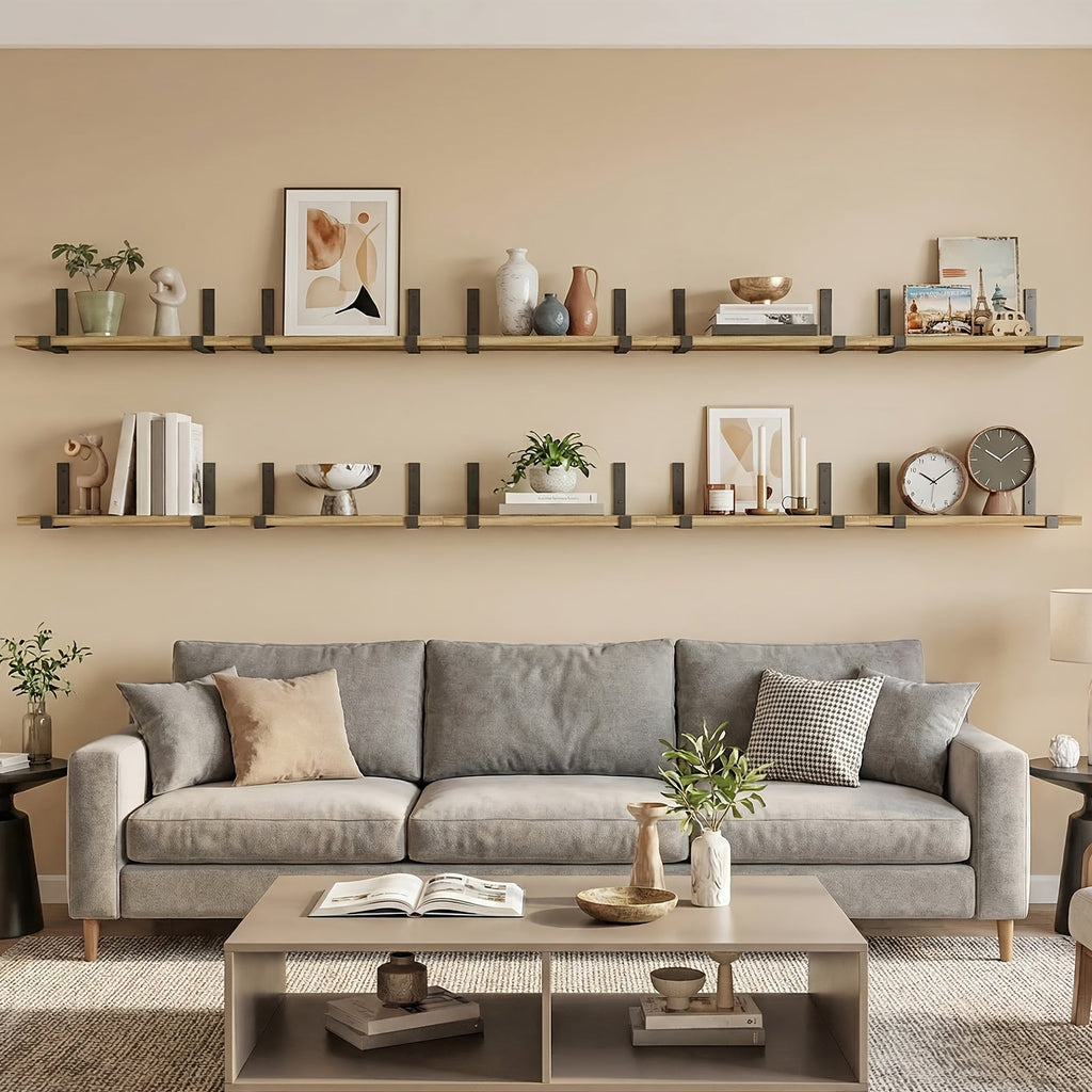 RustikTrend: Decorative Wall Shelves – Robust, Low-Maintenance & Floating with Wood Finish for Hallways & Living Spaces