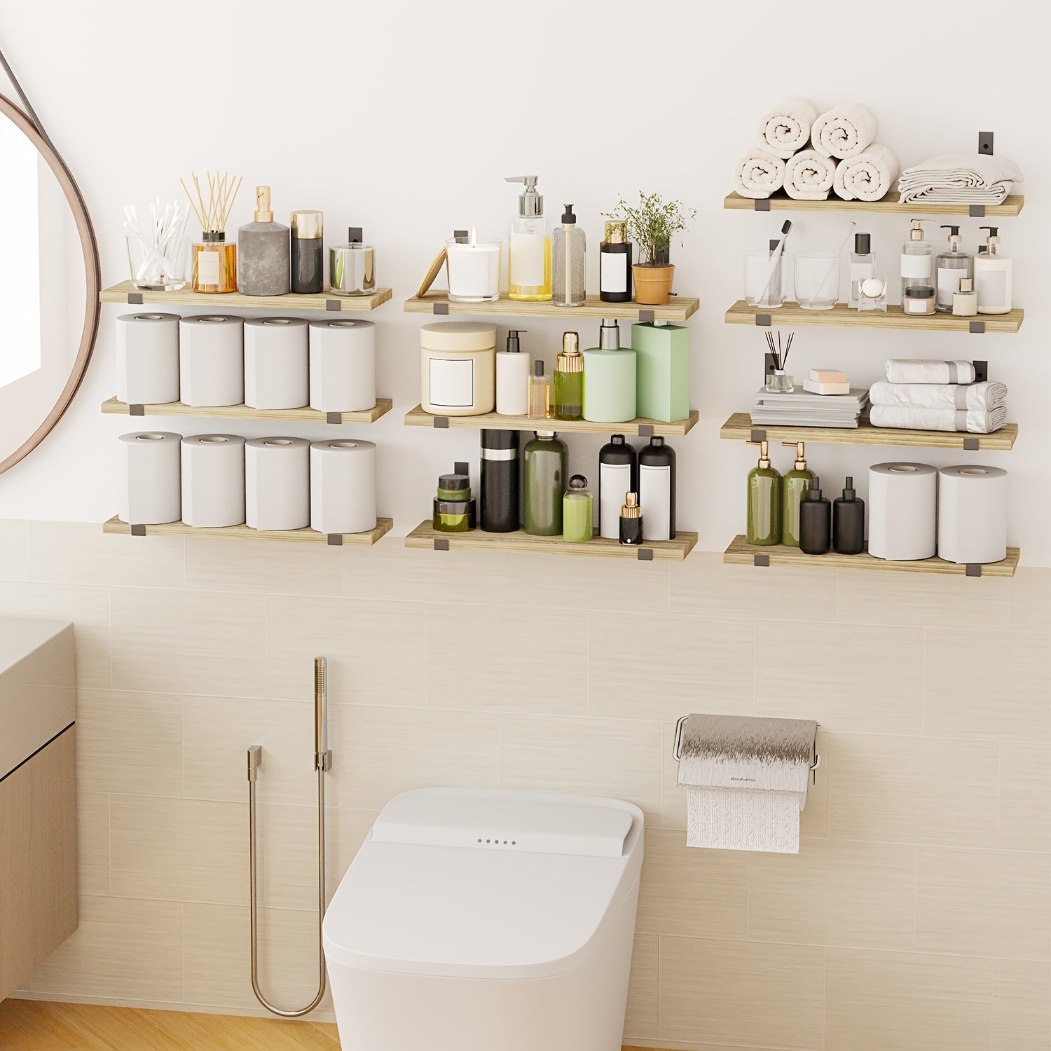 RustikTrend: Decorative Wall Shelves – Robust, Low-Maintenance & Floating with Wood Finish for Hallways & Living Spaces