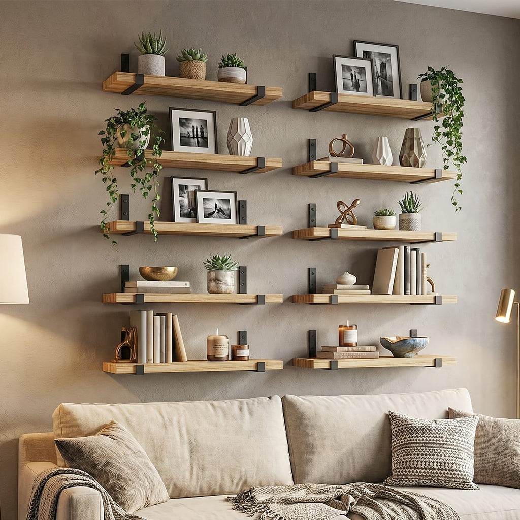 RustikTrend: Decorative Wall Shelves – Robust, Low-Maintenance & Floating with Wood Finish for Hallways & Living Spaces