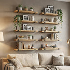RustikTrend: Decorative Wall Shelves – Robust, Low-Maintenance & Floating with Wood Finish for Hallways & Living Spaces