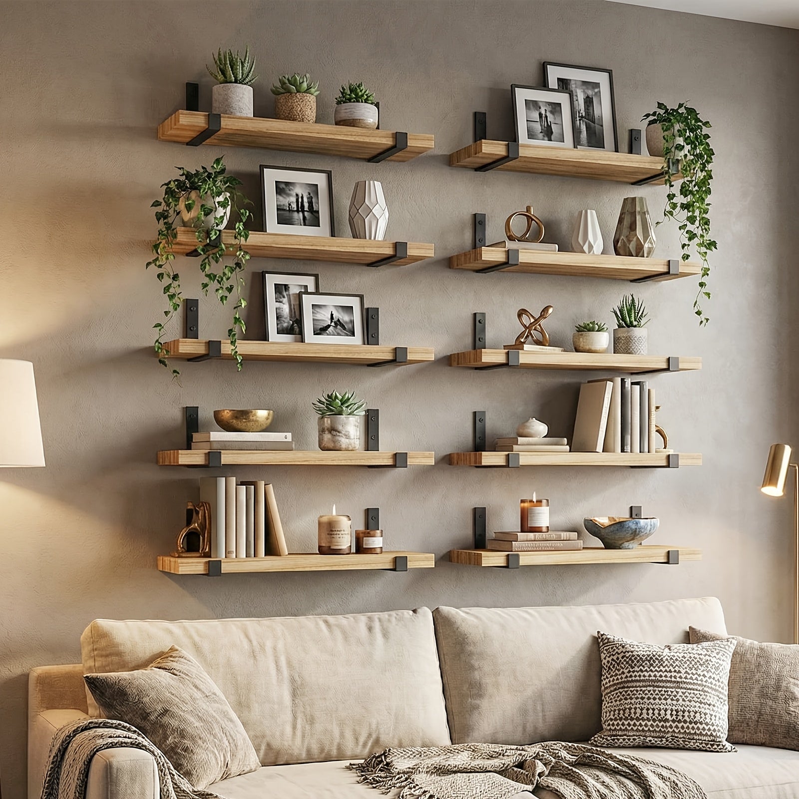 RustikTrend: Decorative Wall Shelves – Robust, Low-Maintenance & Floating with Wood Finish for Hallways & Living Spaces