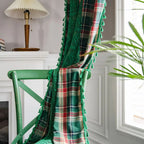 Rustic Tartan: Checked Curtain with Lace Trim – Semi-Transparent & Decorative for Kitchen & Living Room