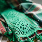 Rustic Tartan: Checked Curtain with Lace Trim – Semi-Transparent & Decorative for Kitchen & Living Room