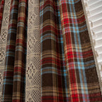 Rustic Tartan: Checked Curtain with Lace Trim – Semi-Transparent & Decorative for Kitchen & Living Room