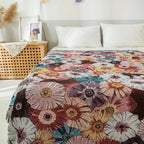 Rustikaura: Cotton blankets in classic floral design with woven texture & charming fringes – for sofa & bed
