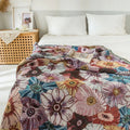 Rustikaura: Cotton blankets in classic floral design with woven texture & charming fringes – for sofa & bed
