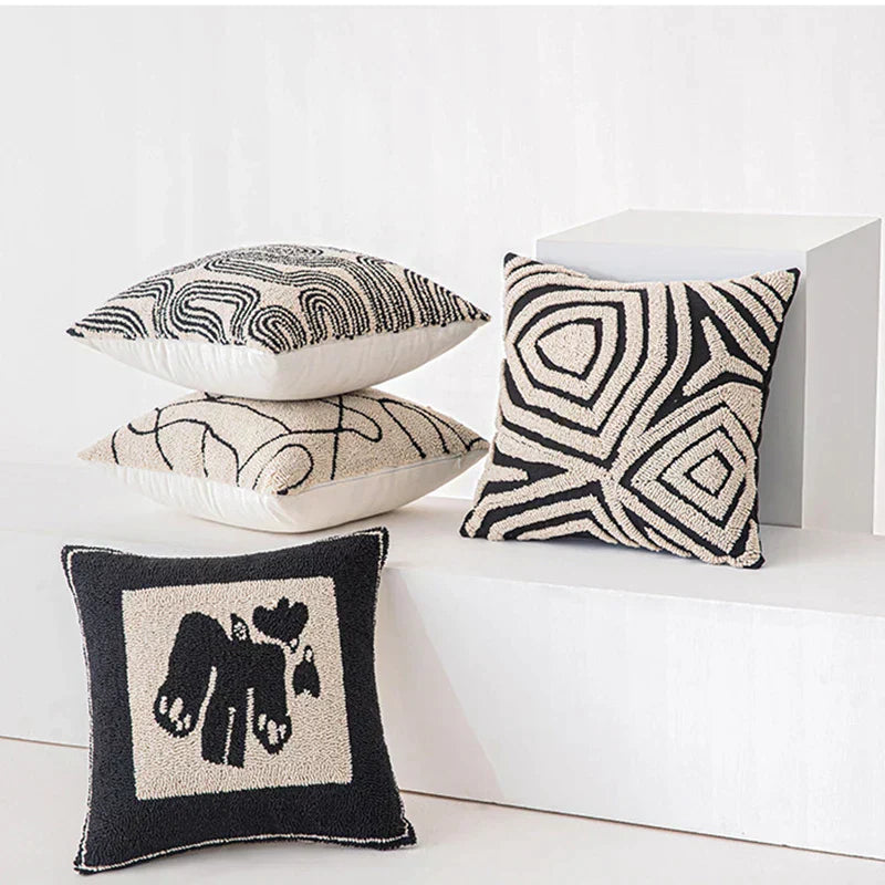 Luna Tufted Kussenhoes | Geometrisch Patroon, Zacht Katoen-Polyester
