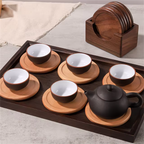 Bamboo Coaster Set | Minimalistisch, Walnoot of Beuken Hout