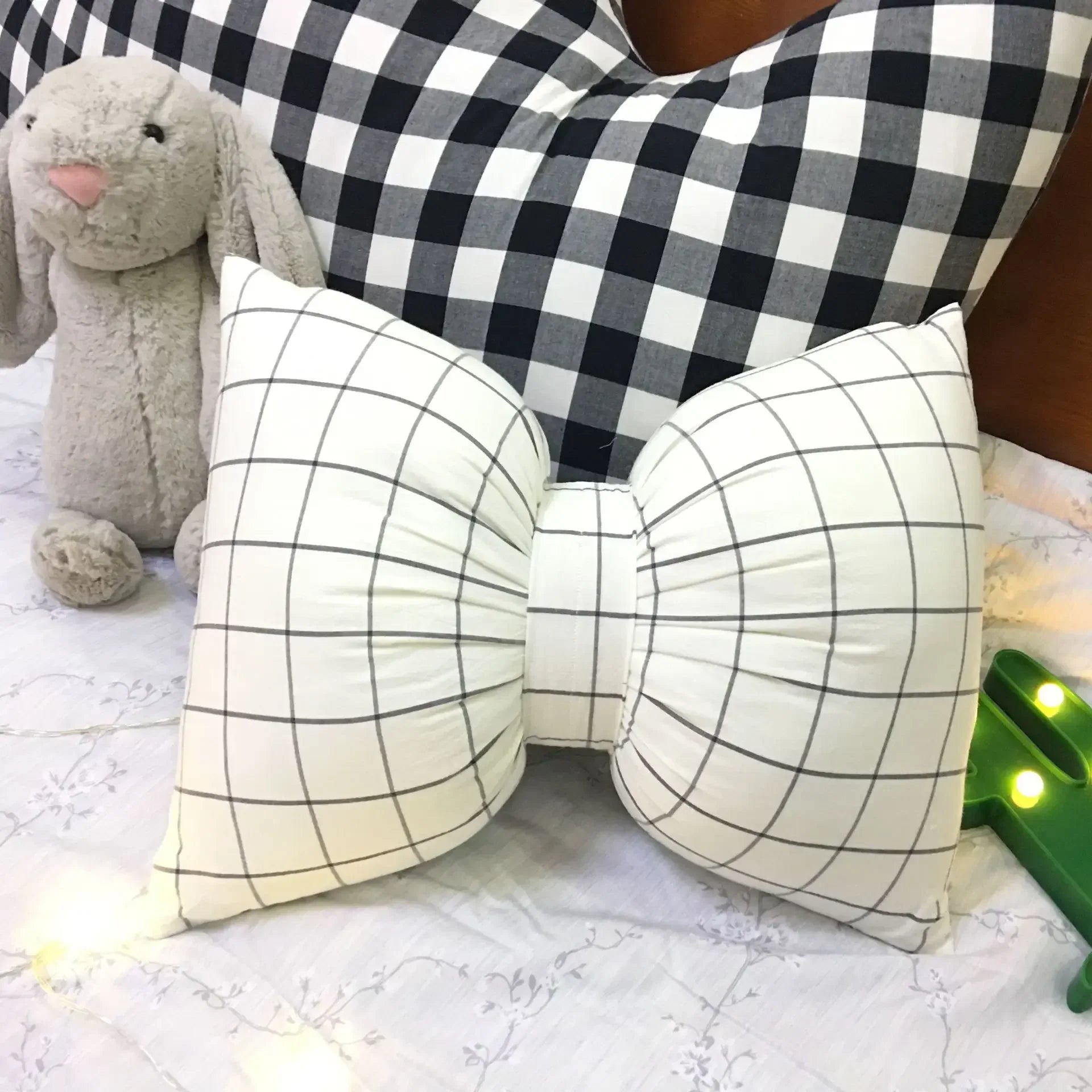 Lysandra - Striped Bow Neck Pillow 25x18 Cm