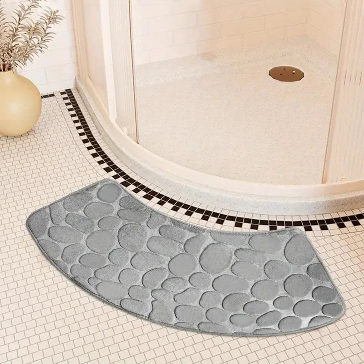 Verina - Curved Thickened Non-Slip Bath Mat for Shower and Toilet Floor