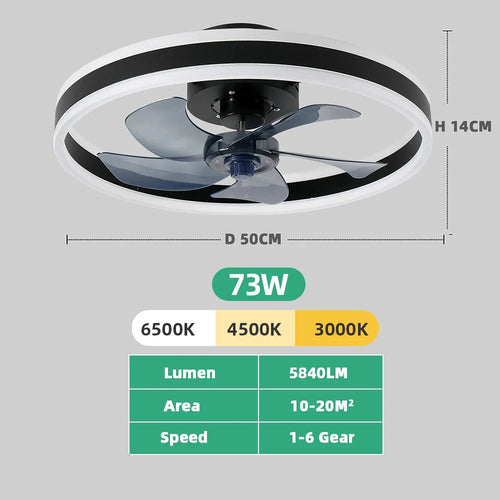 Avelion - Round Ceiling Fan With LED Light And Remote Control