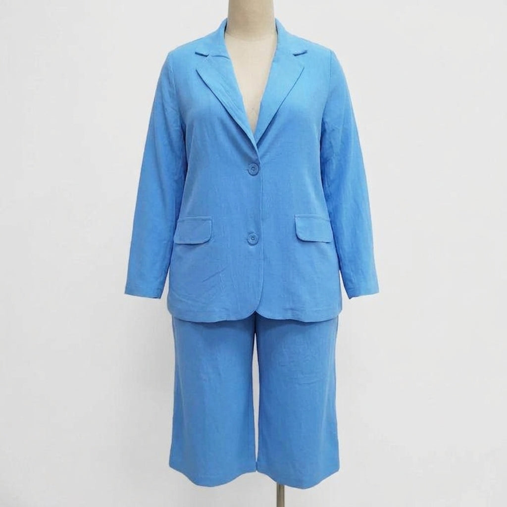 Elegant Two-Piece Suit for Women Short-Sleeve Blazer Shorts