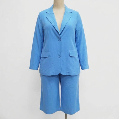 Elegant Two-Piece Suit for Women Short-Sleeve Blazer Shorts